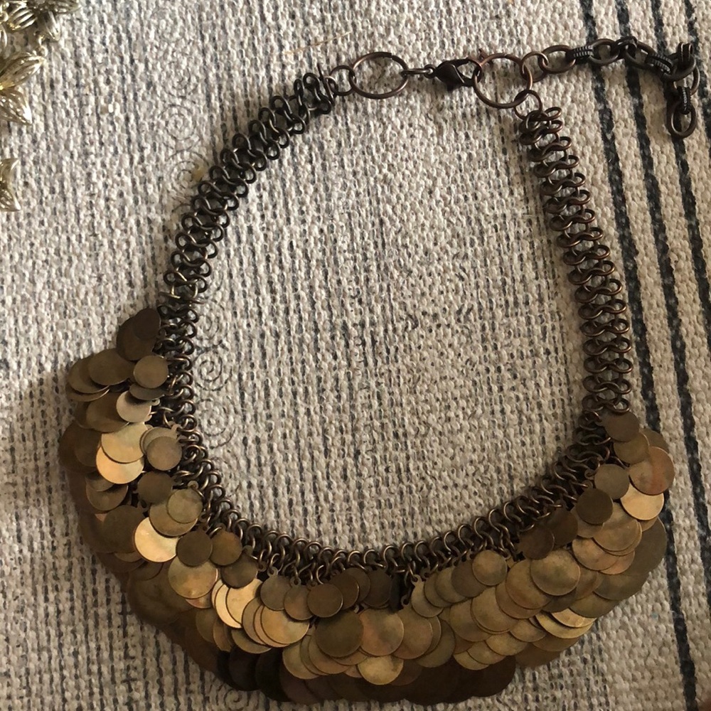 Anthropologie multi tiered brass necklace